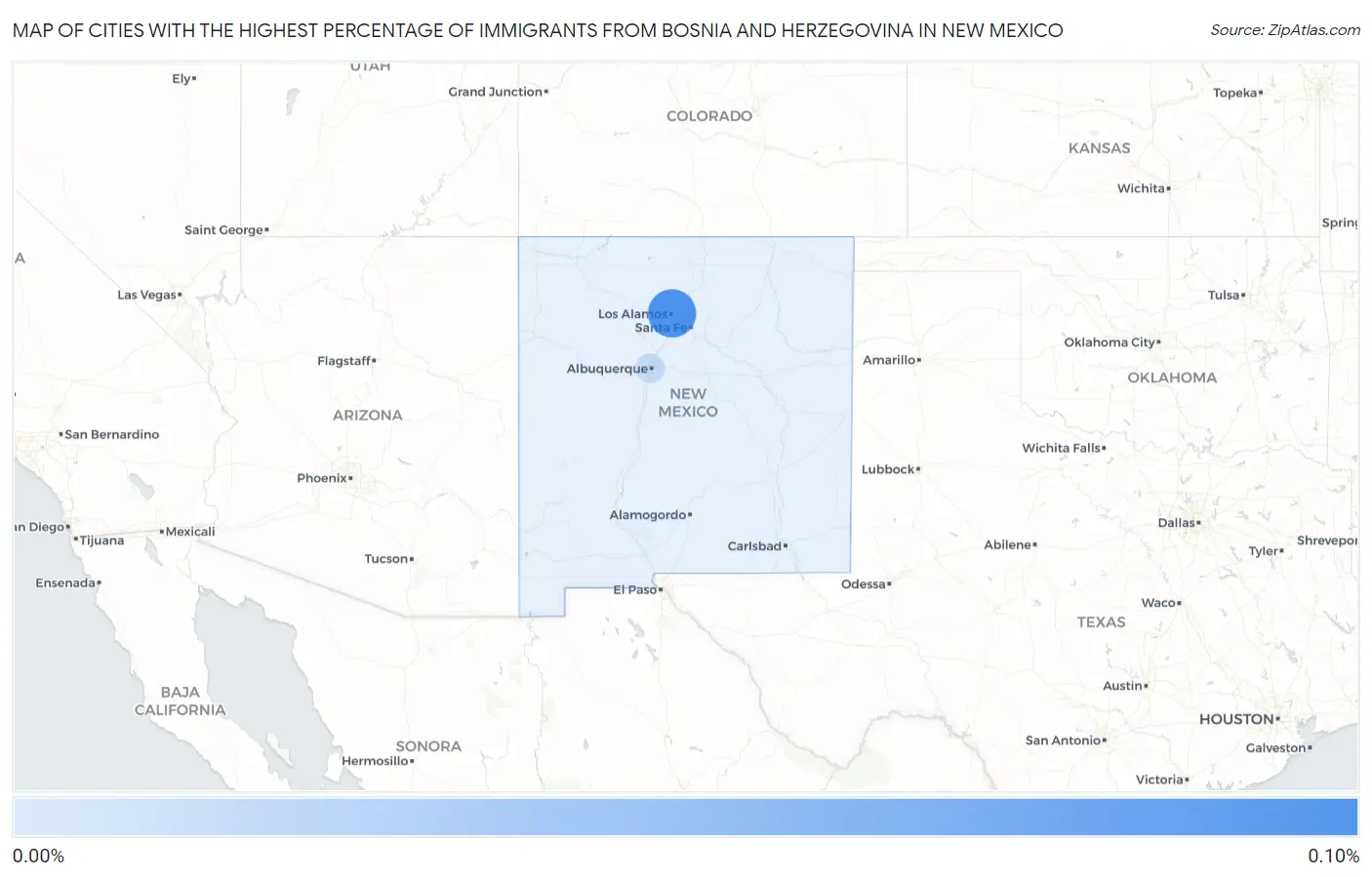 Cities with the Highest Percentage of Immigrants from Bosnia and Herzegovina in New Mexico Map
