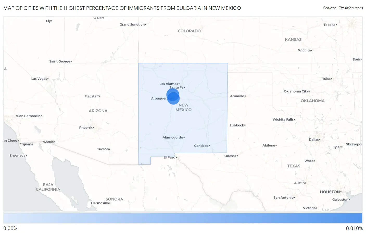 Cities with the Highest Percentage of Immigrants from Bulgaria in New Mexico Map
