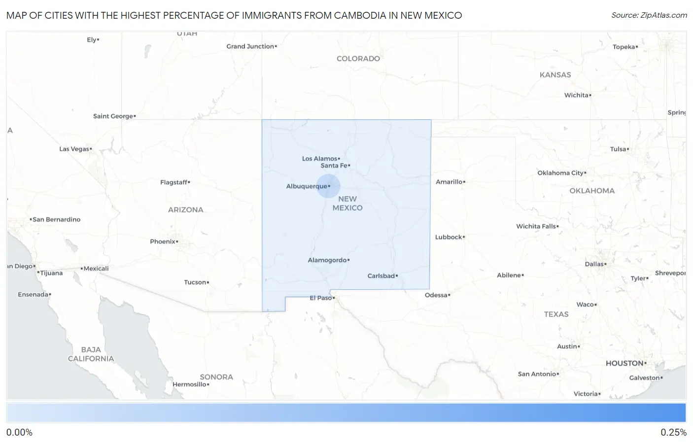 Cities with the Highest Percentage of Immigrants from Cambodia in New Mexico Map