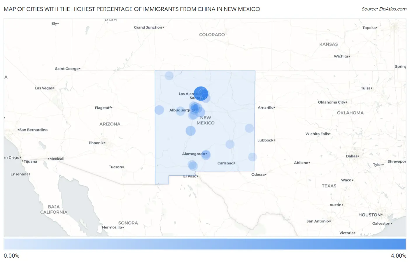 Cities with the Highest Percentage of Immigrants from China in New Mexico Map