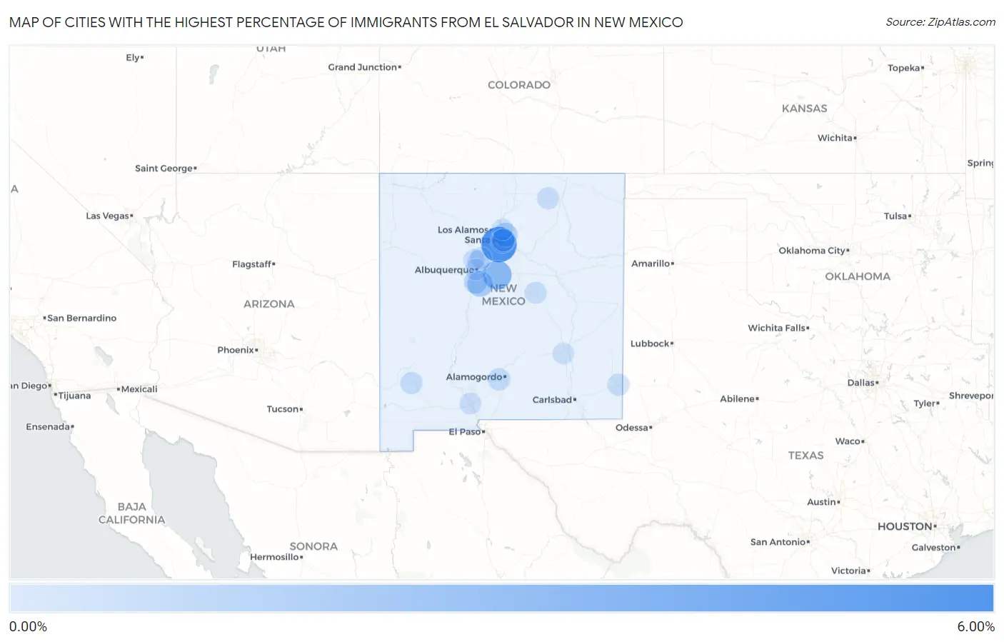 Cities with the Highest Percentage of Immigrants from El Salvador in New Mexico Map