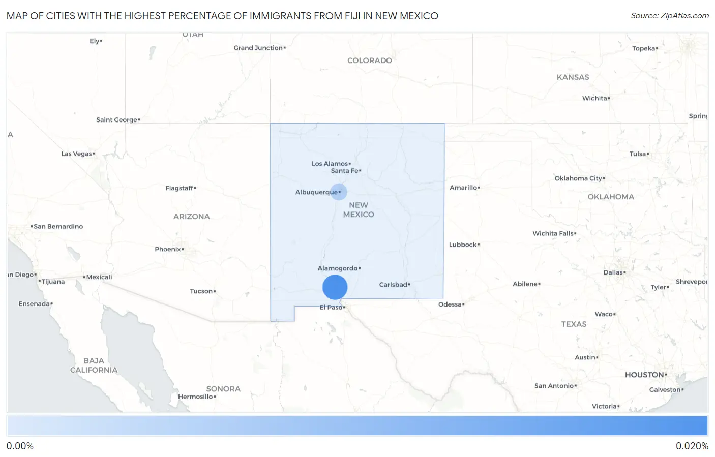 Cities with the Highest Percentage of Immigrants from Fiji in New Mexico Map