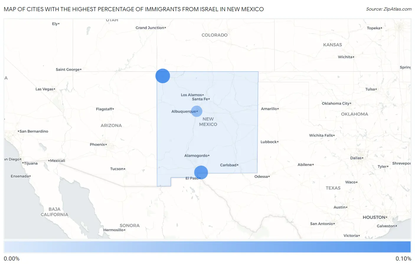 Cities with the Highest Percentage of Immigrants from Israel in New Mexico Map