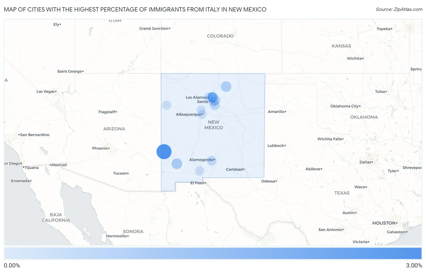 Cities with the Highest Percentage of Immigrants from Italy in New Mexico Map