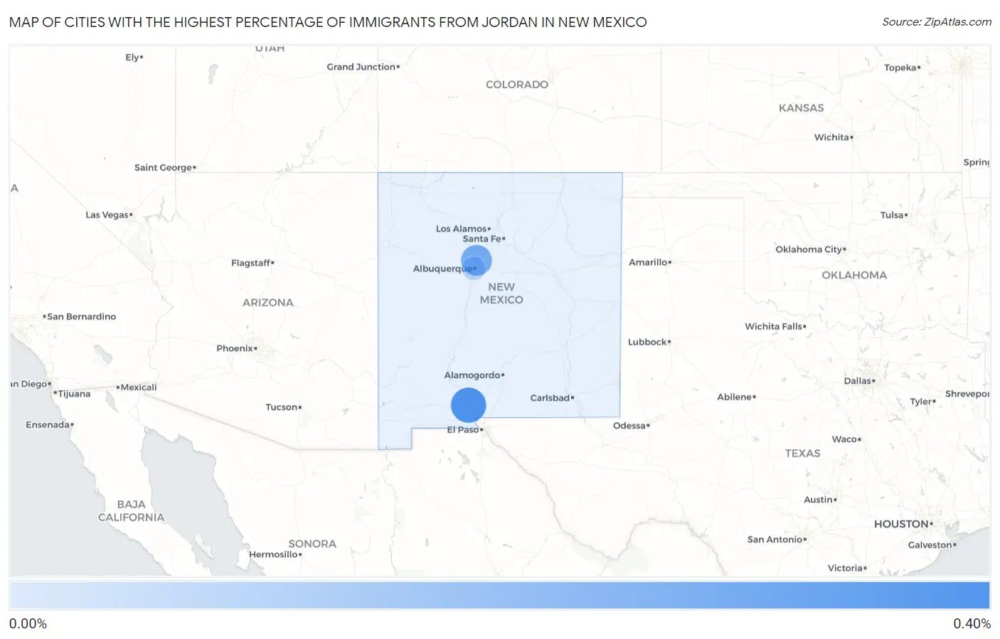Cities with the Highest Percentage of Immigrants from Jordan in New Mexico Map