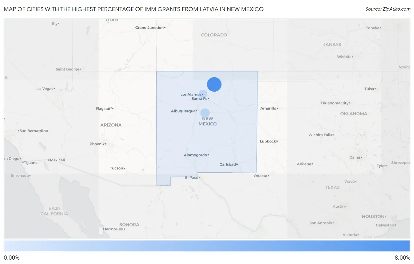 Cities with the Highest Percentage of Immigrants from Latvia in New Mexico Map