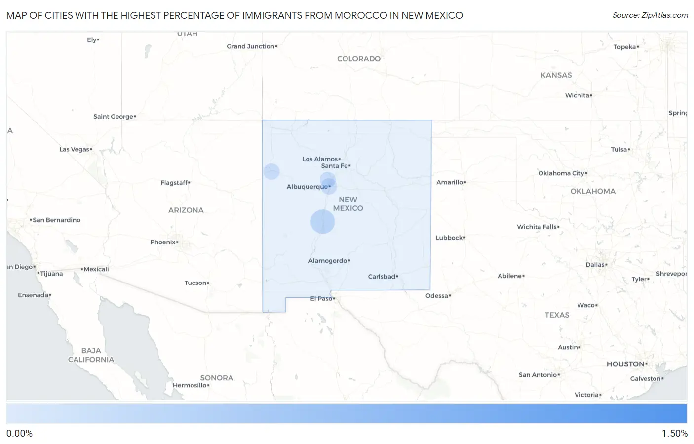 Cities with the Highest Percentage of Immigrants from Morocco in New Mexico Map