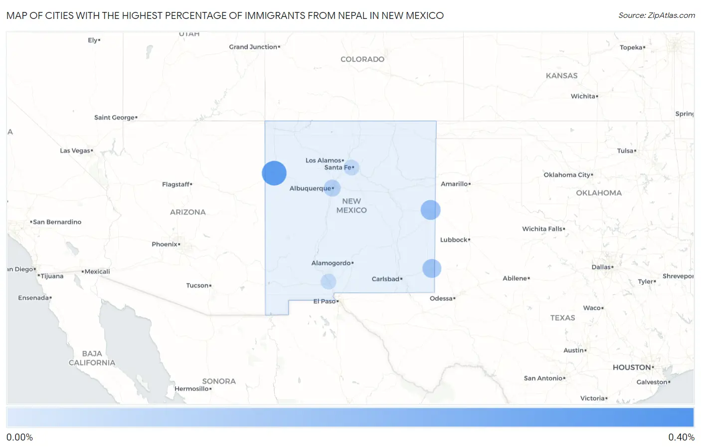 Cities with the Highest Percentage of Immigrants from Nepal in New Mexico Map