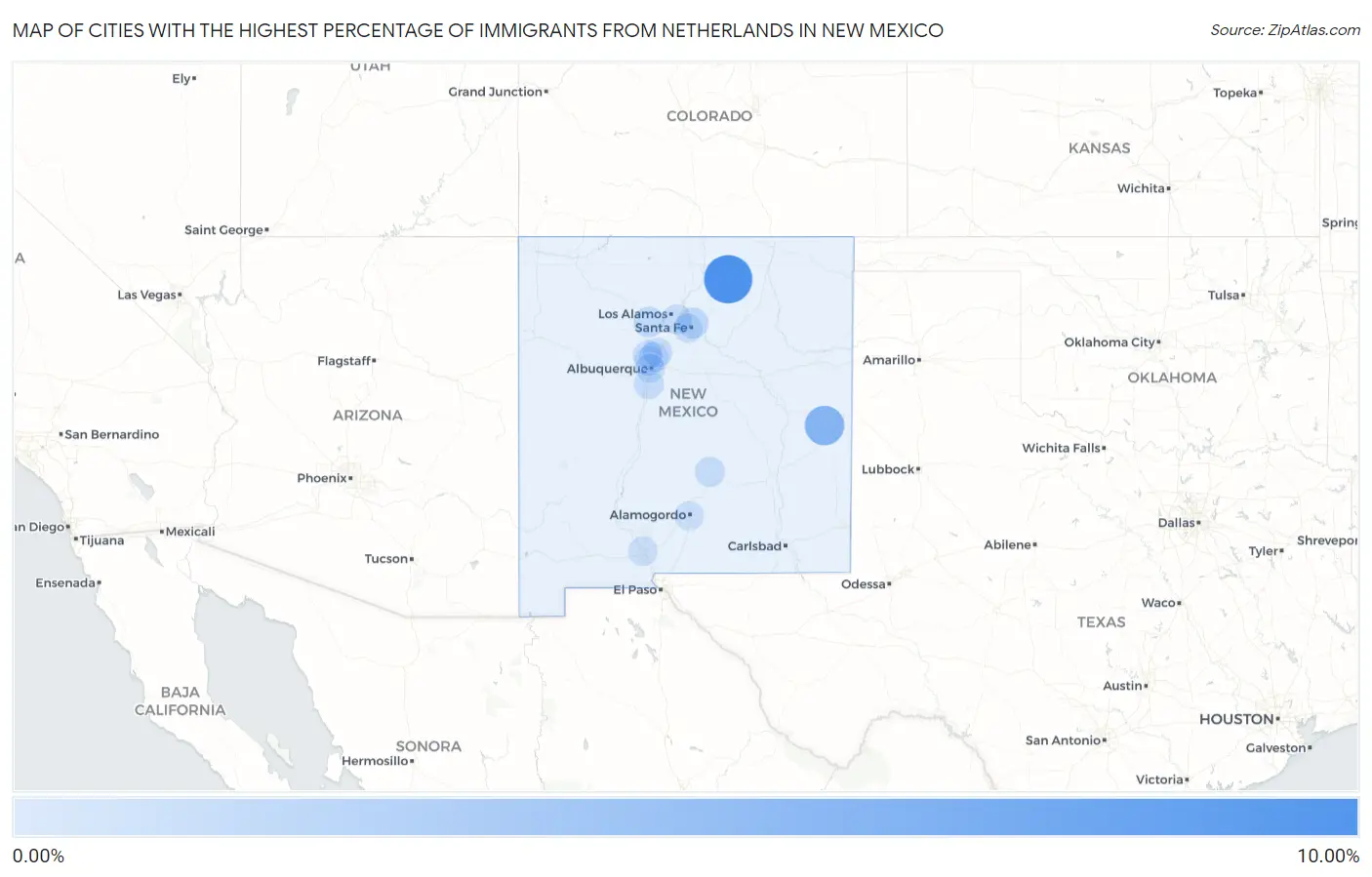 Cities with the Highest Percentage of Immigrants from Netherlands in New Mexico Map