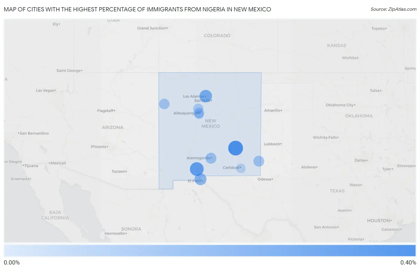 Cities with the Highest Percentage of Immigrants from Nigeria in New Mexico Map