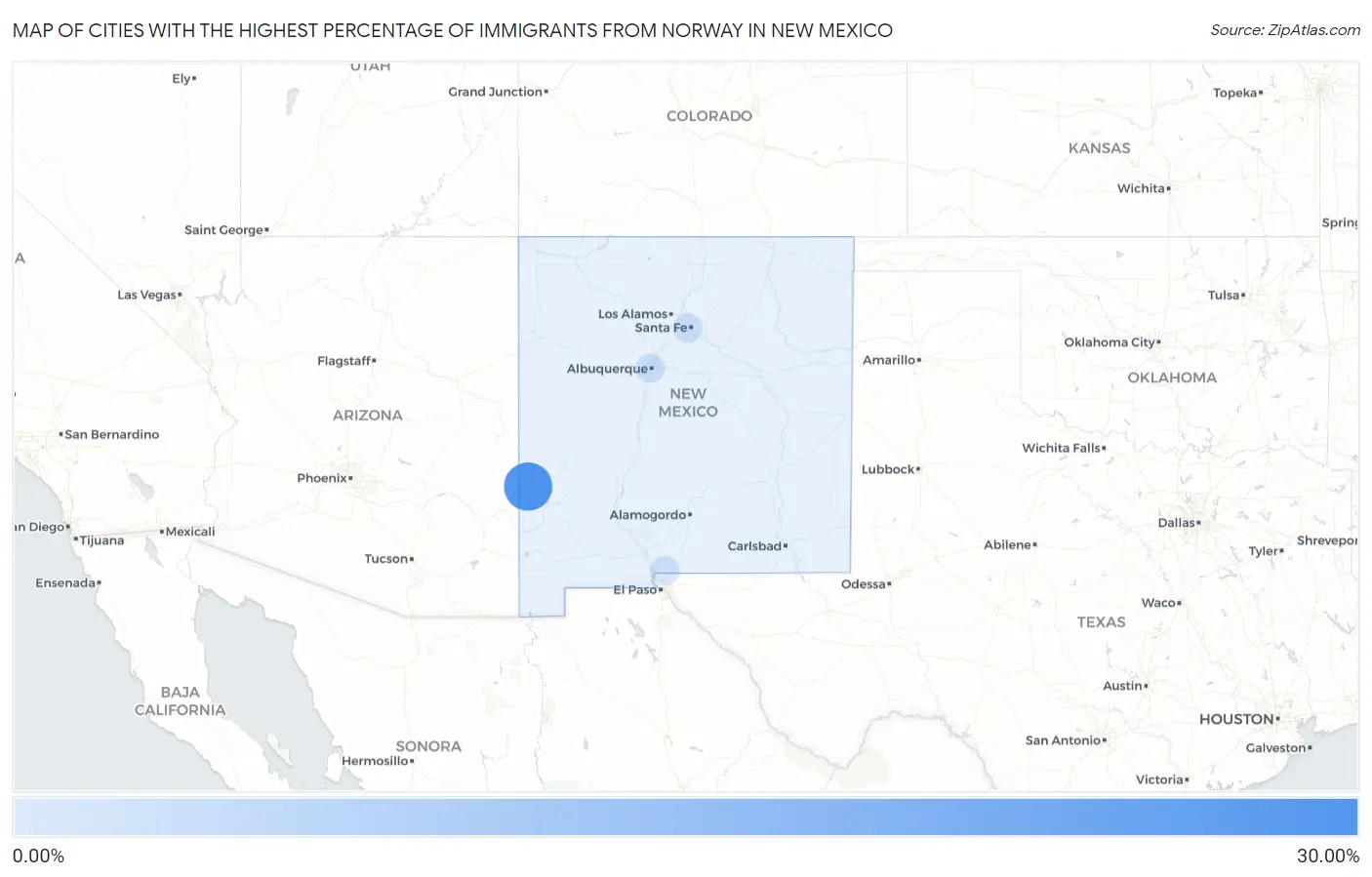 Cities with the Highest Percentage of Immigrants from Norway in New Mexico Map
