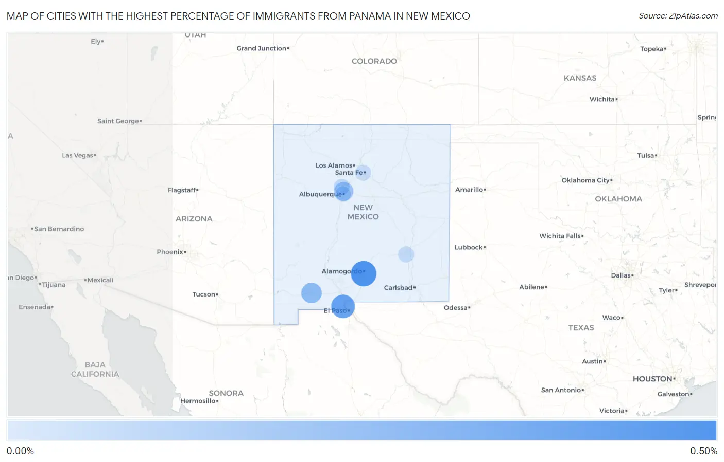 Cities with the Highest Percentage of Immigrants from Panama in New Mexico Map