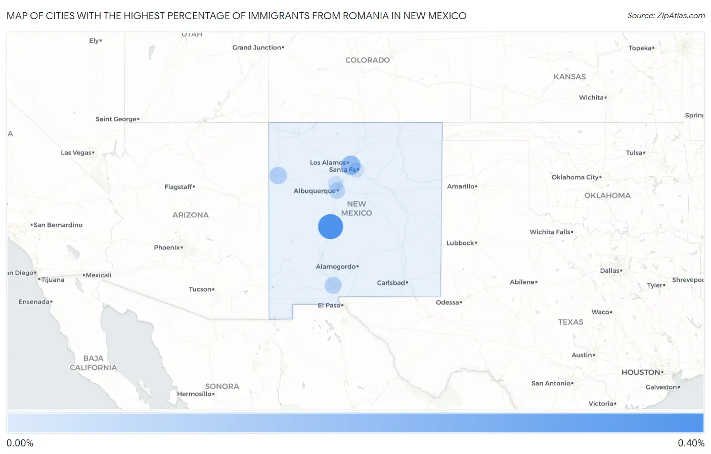 Cities with the Highest Percentage of Immigrants from Romania in New Mexico Map