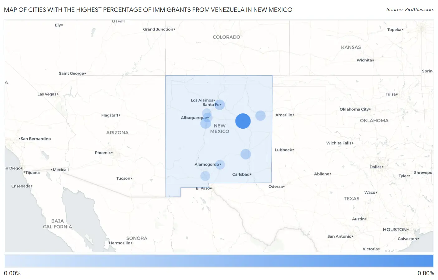 Cities with the Highest Percentage of Immigrants from Venezuela in New Mexico Map