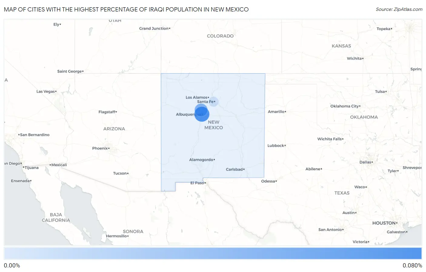 Cities with the Highest Percentage of Iraqi Population in New Mexico Map