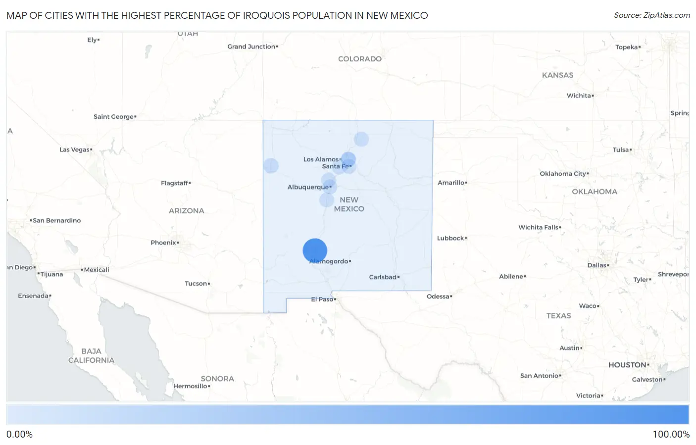 Cities with the Highest Percentage of Iroquois Population in New Mexico Map