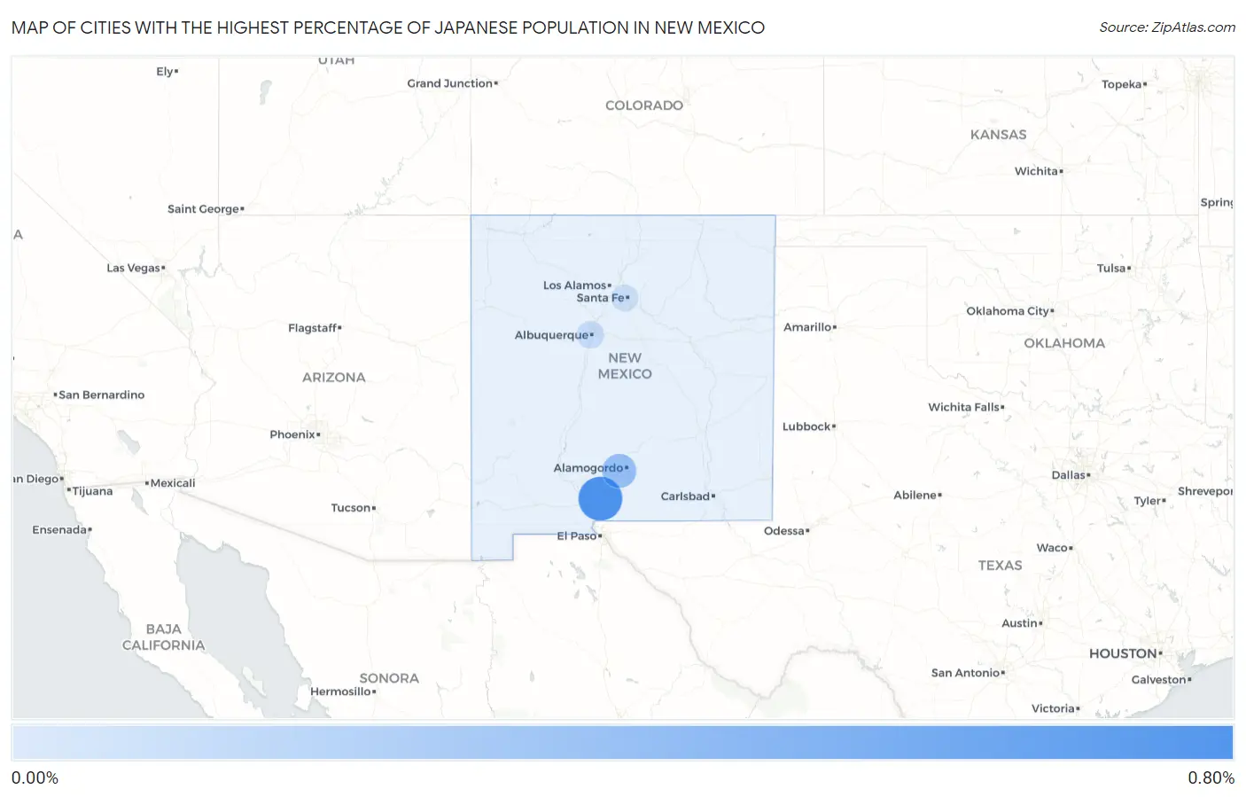 Cities with the Highest Percentage of Japanese Population in New Mexico Map