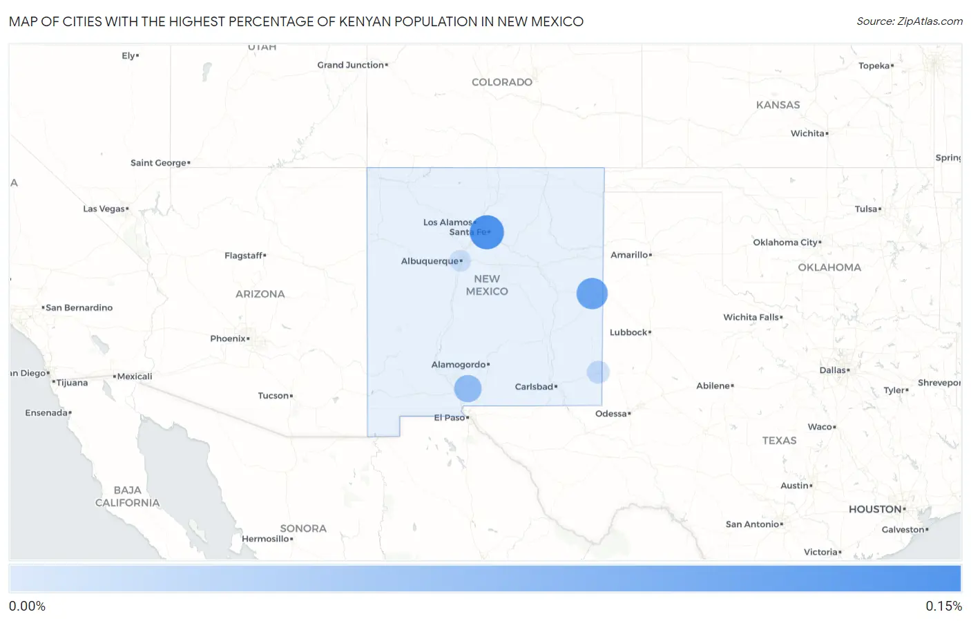 Cities with the Highest Percentage of Kenyan Population in New Mexico Map