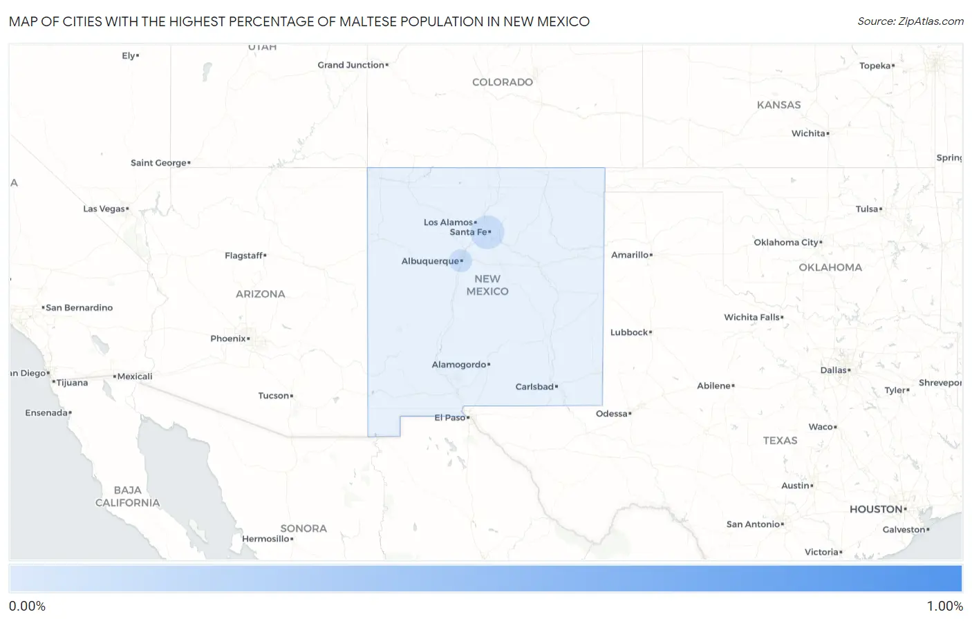 Cities with the Highest Percentage of Maltese Population in New Mexico Map