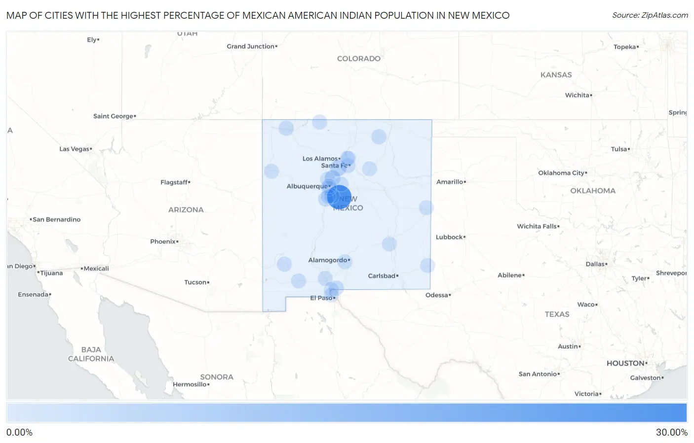 Cities with the Highest Percentage of Mexican American Indian Population in New Mexico Map