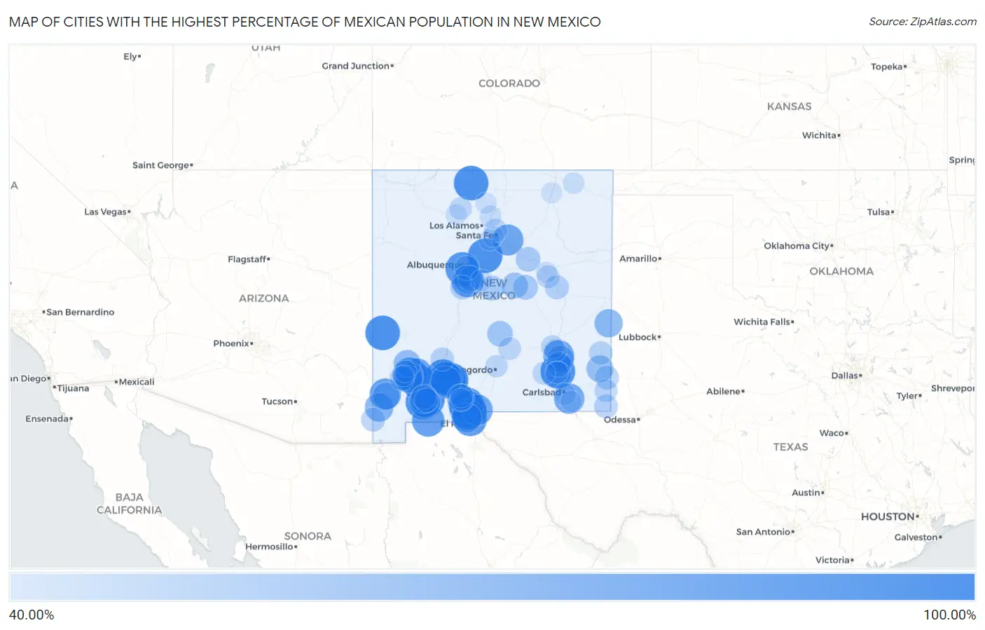Cities with the Highest Percentage of Mexican Population in New Mexico Map