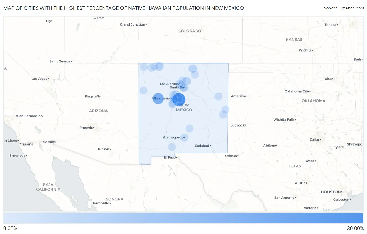 Cities with the Highest Percentage of Native Hawaiian Population in New Mexico Map