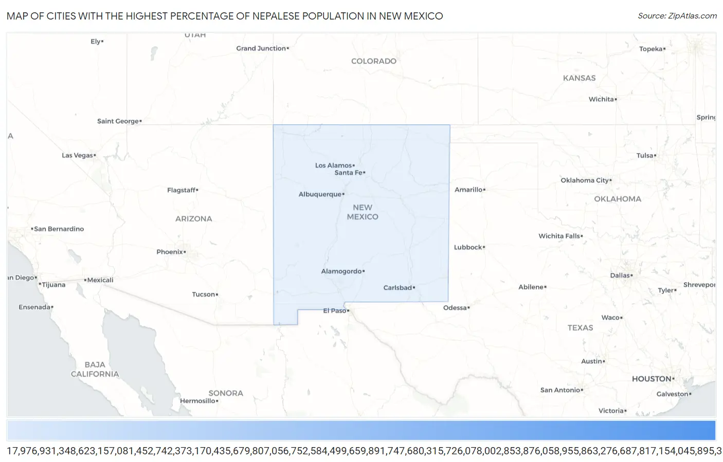 Cities with the Highest Percentage of Nepalese Population in New Mexico Map