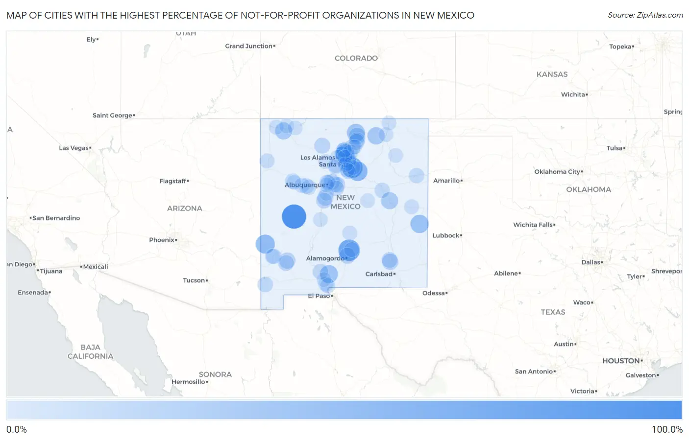 Cities with the Highest Percentage of Not-for-profit Organizations in New Mexico Map