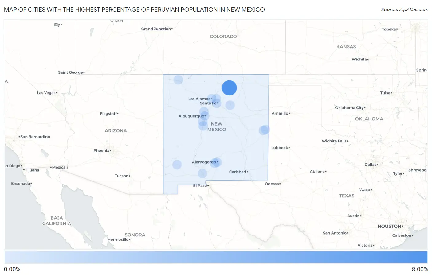 Cities with the Highest Percentage of Peruvian Population in New Mexico Map