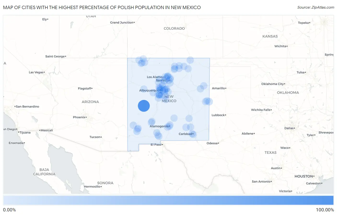 Cities with the Highest Percentage of Polish Population in New Mexico Map