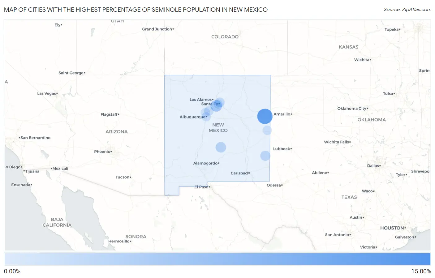 Cities with the Highest Percentage of Seminole Population in New Mexico Map