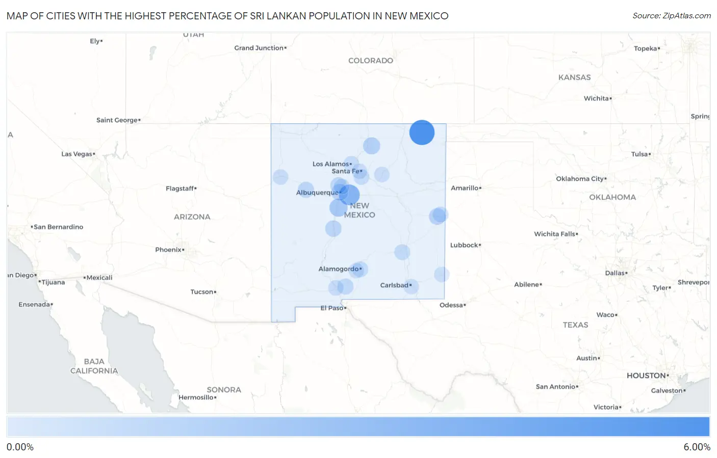 Cities with the Highest Percentage of Sri Lankan Population in New Mexico Map