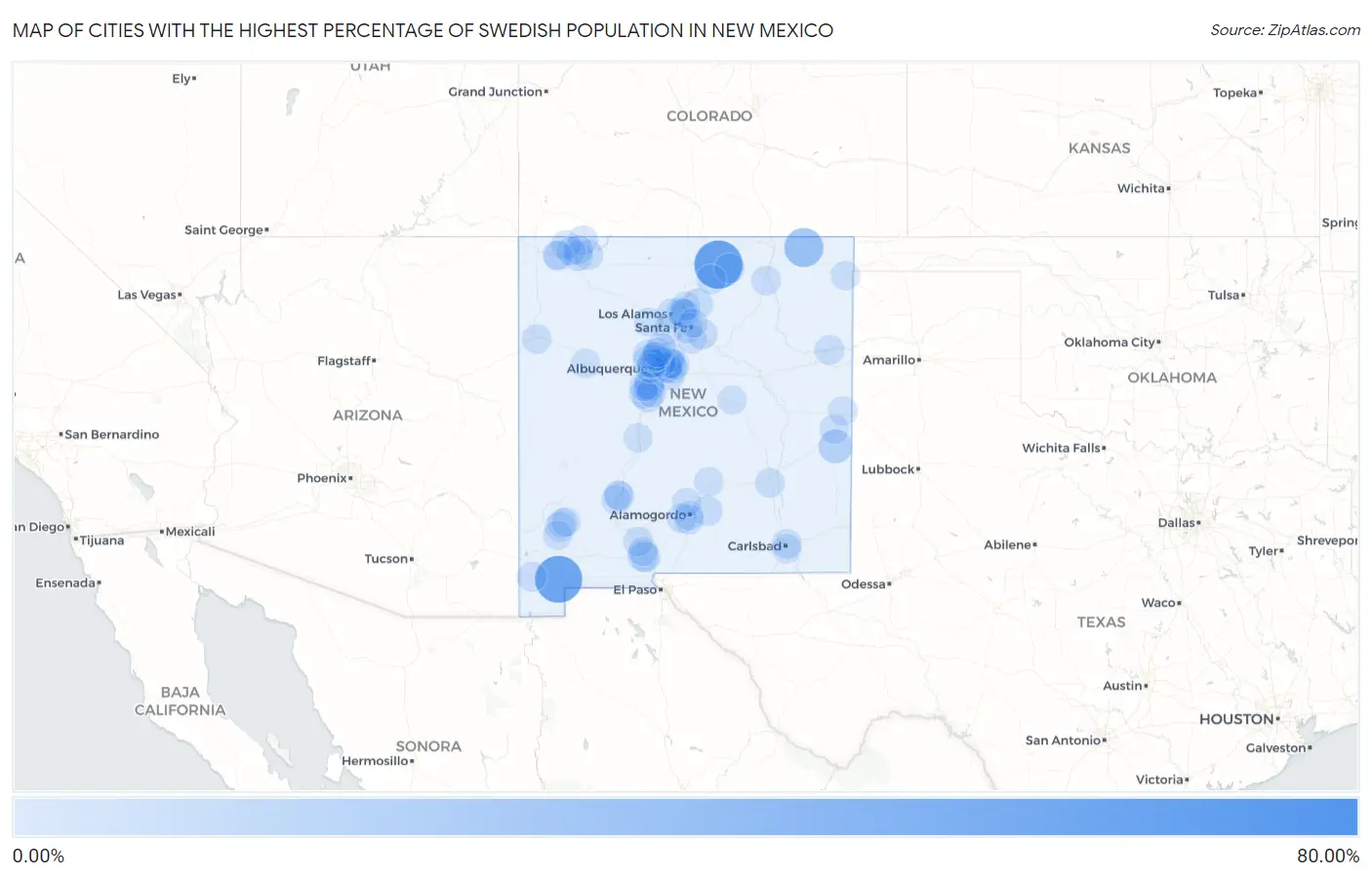Cities with the Highest Percentage of Swedish Population in New Mexico Map
