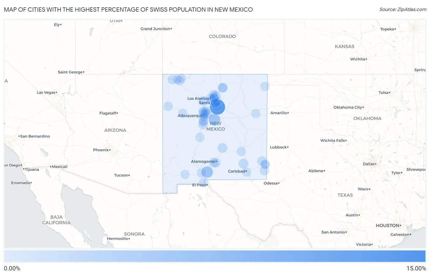 Cities with the Highest Percentage of Swiss Population in New Mexico Map