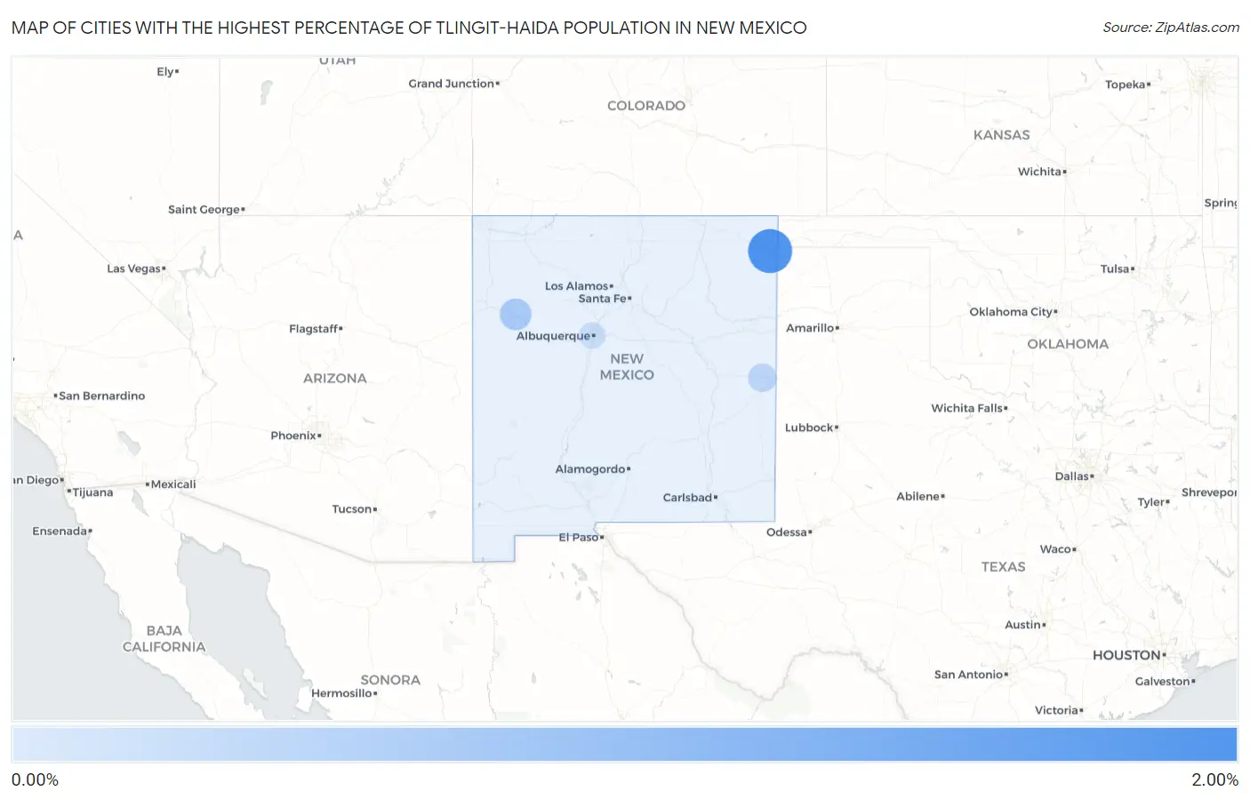 Cities with the Highest Percentage of Tlingit-Haida Population in New Mexico Map