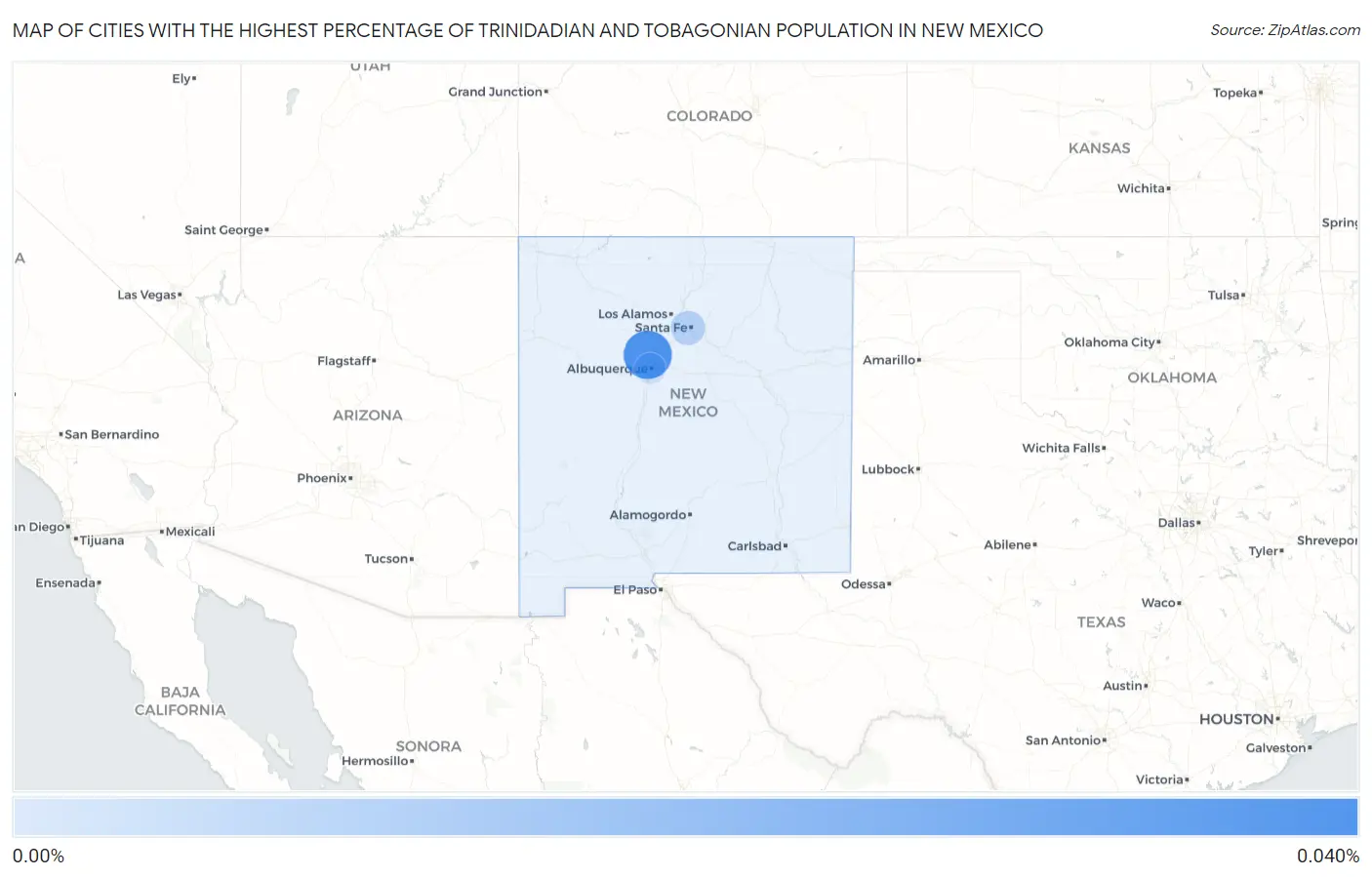 Cities with the Highest Percentage of Trinidadian and Tobagonian Population in New Mexico Map