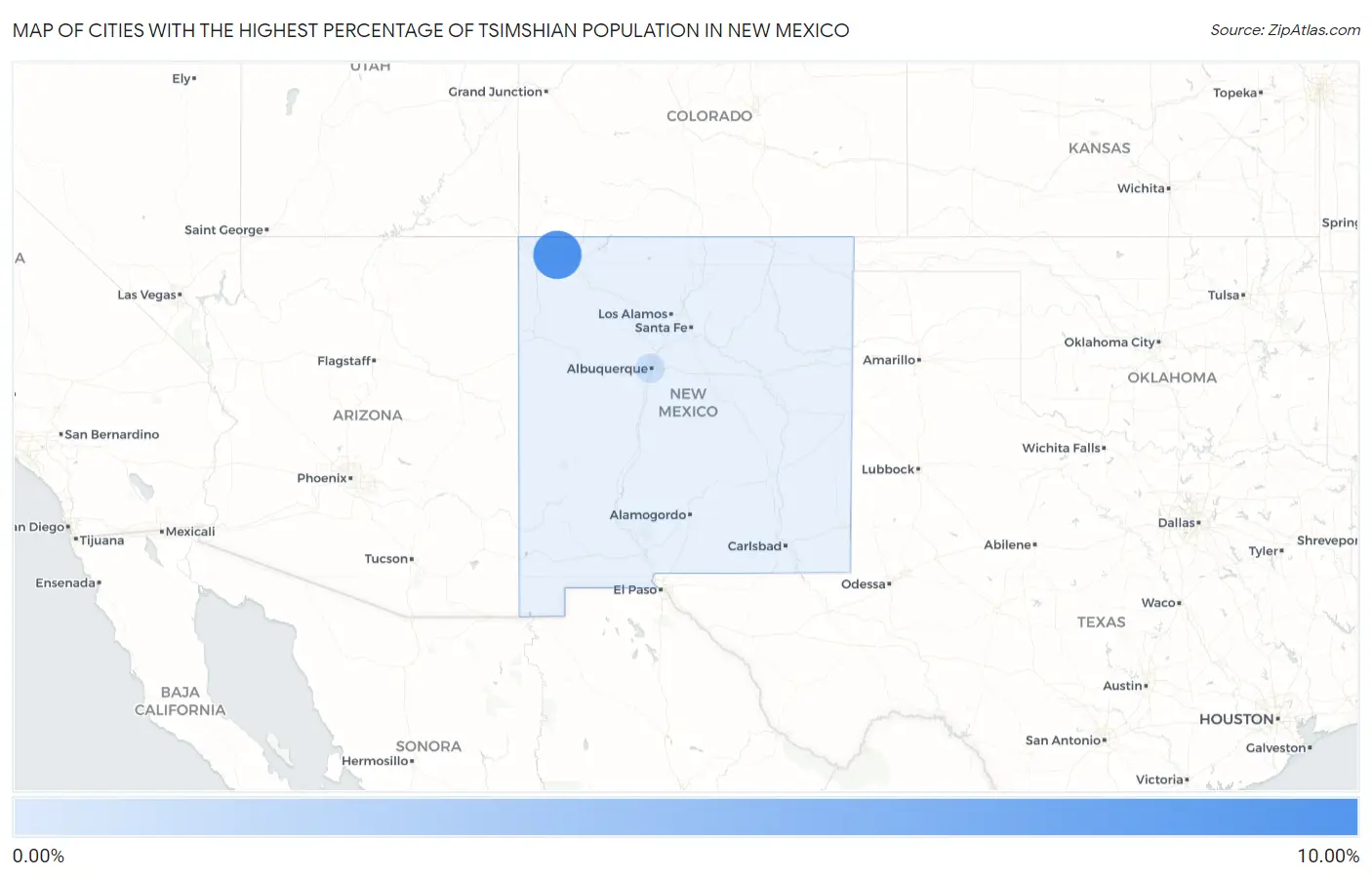 Cities with the Highest Percentage of Tsimshian Population in New Mexico Map