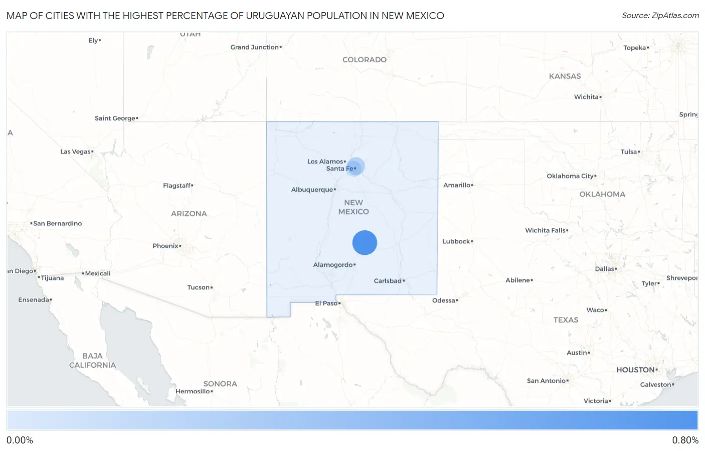 Cities with the Highest Percentage of Uruguayan Population in New Mexico Map