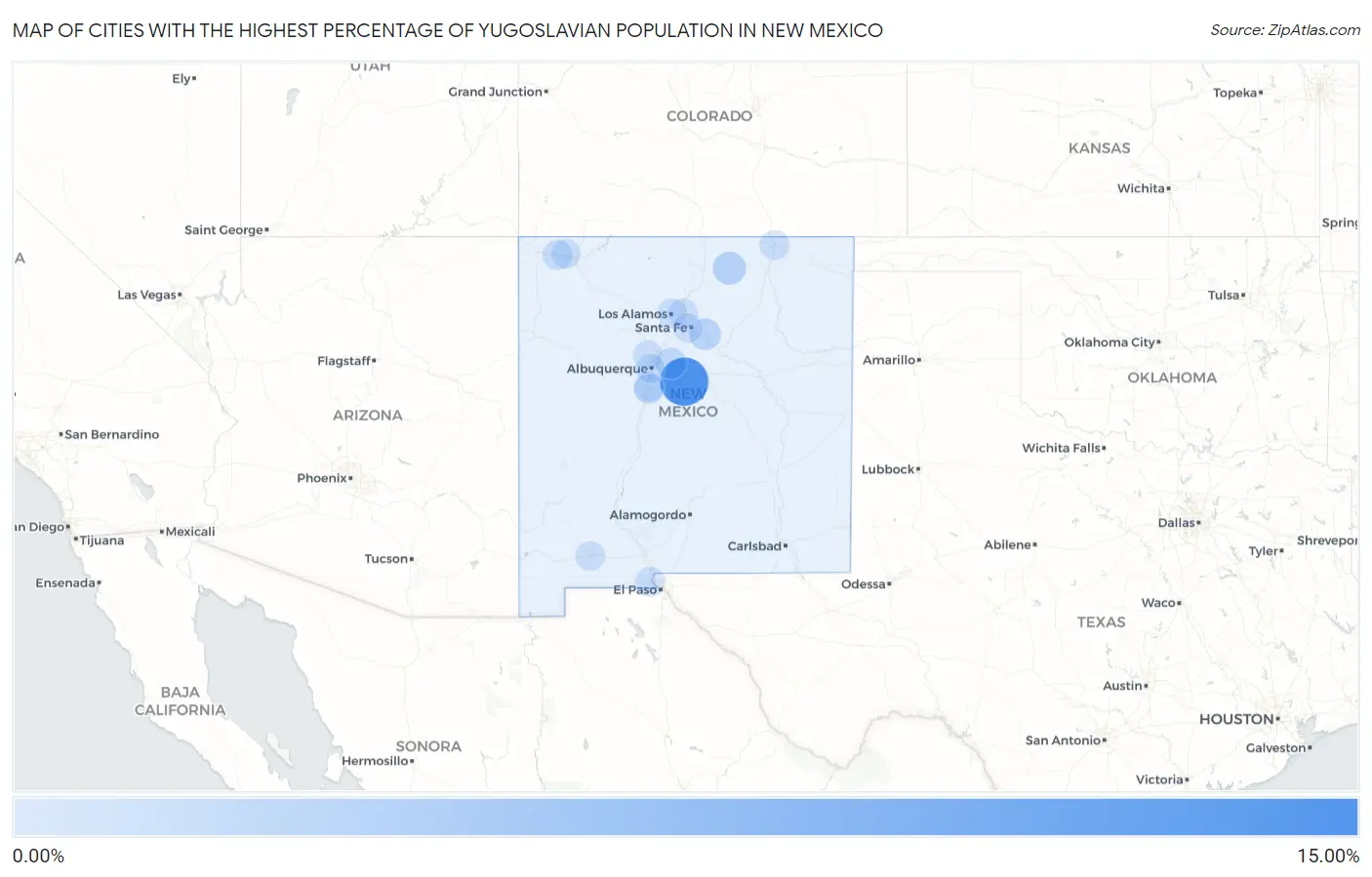 Cities with the Highest Percentage of Yugoslavian Population in New Mexico Map