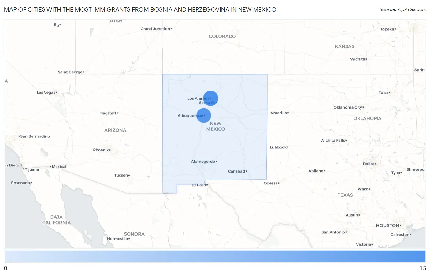 Cities with the Most Immigrants from Bosnia and Herzegovina in New Mexico Map