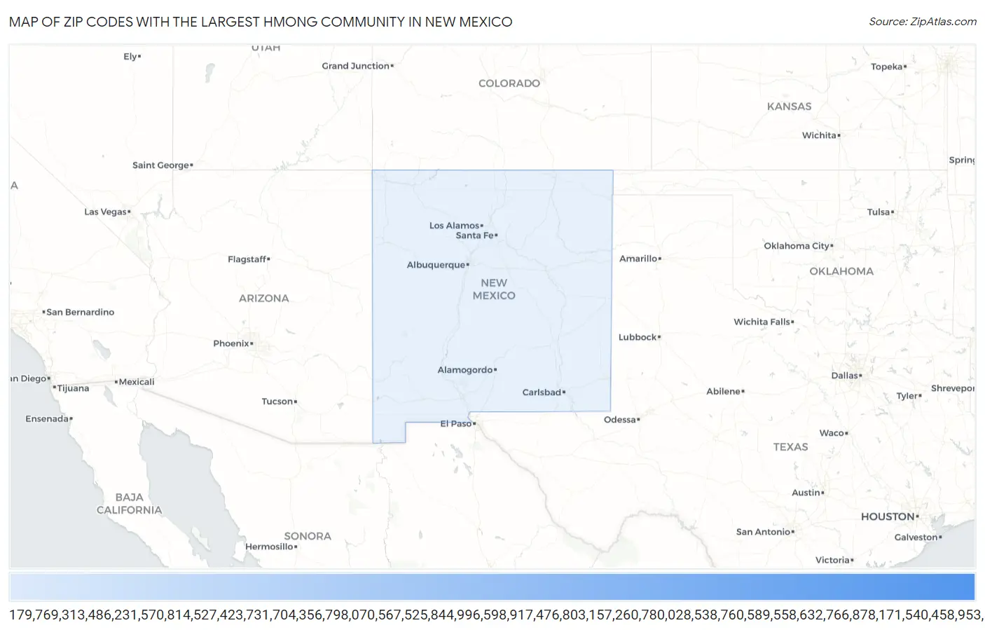 Zip Codes with the Largest Hmong Community in New Mexico Map