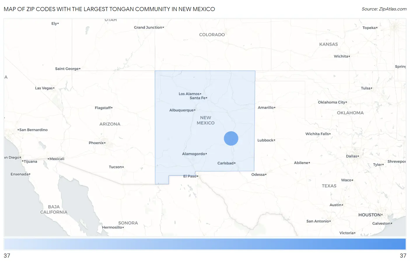 Zip Codes with the Largest Tongan Community in New Mexico Map