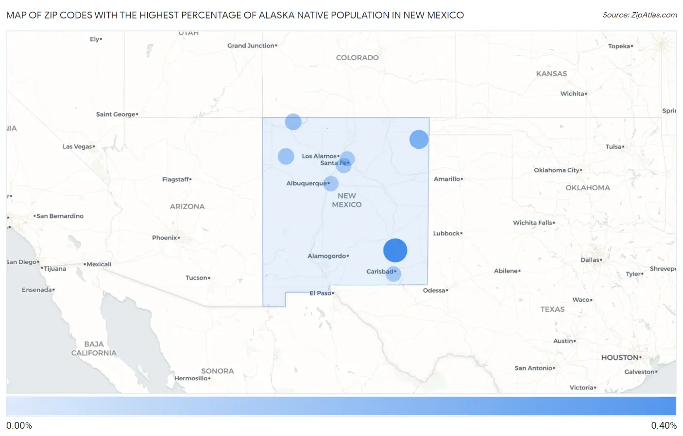 Zip Codes with the Highest Percentage of Alaska Native Population in New Mexico Map