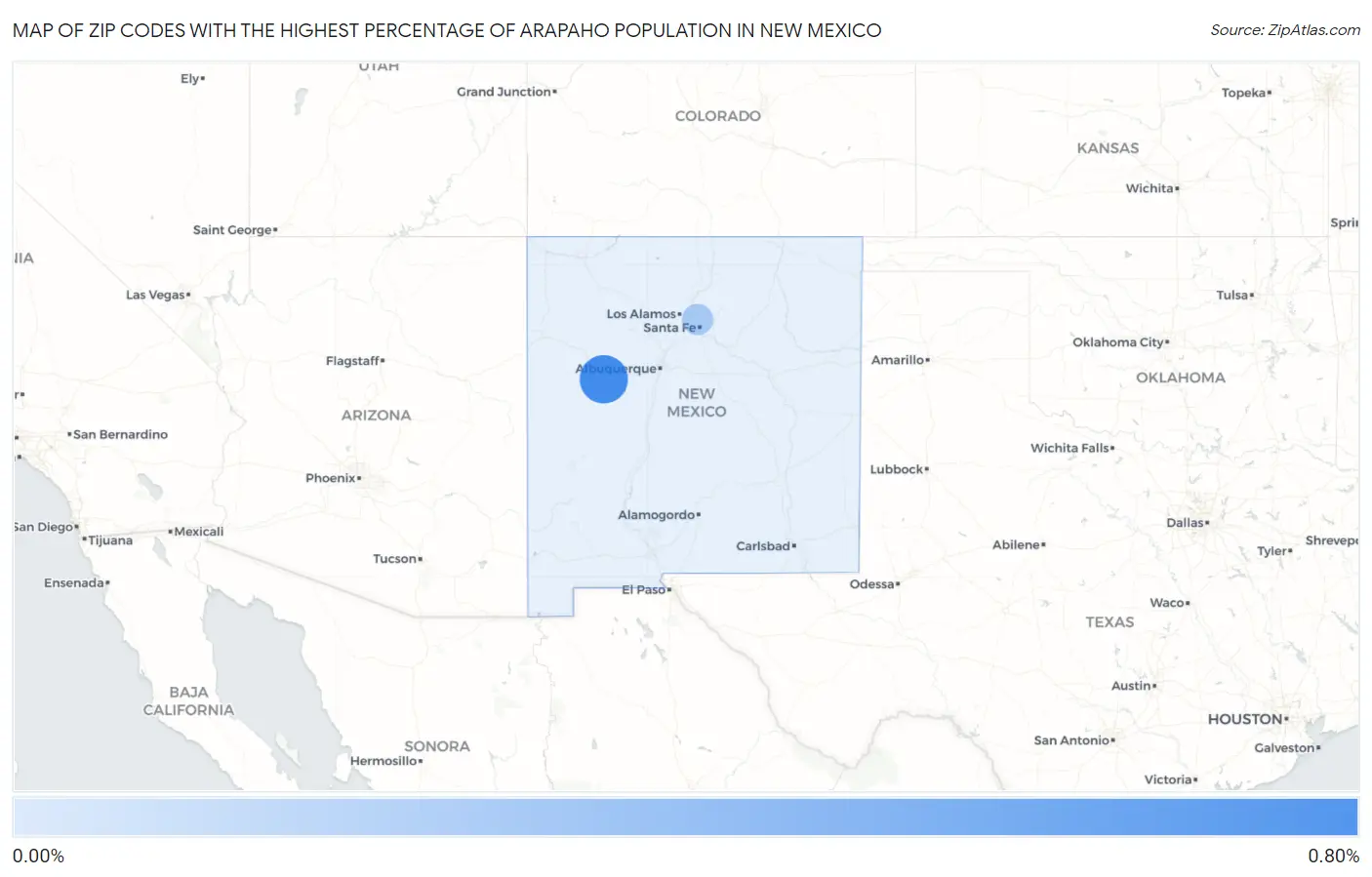 Zip Codes with the Highest Percentage of Arapaho Population in New Mexico Map