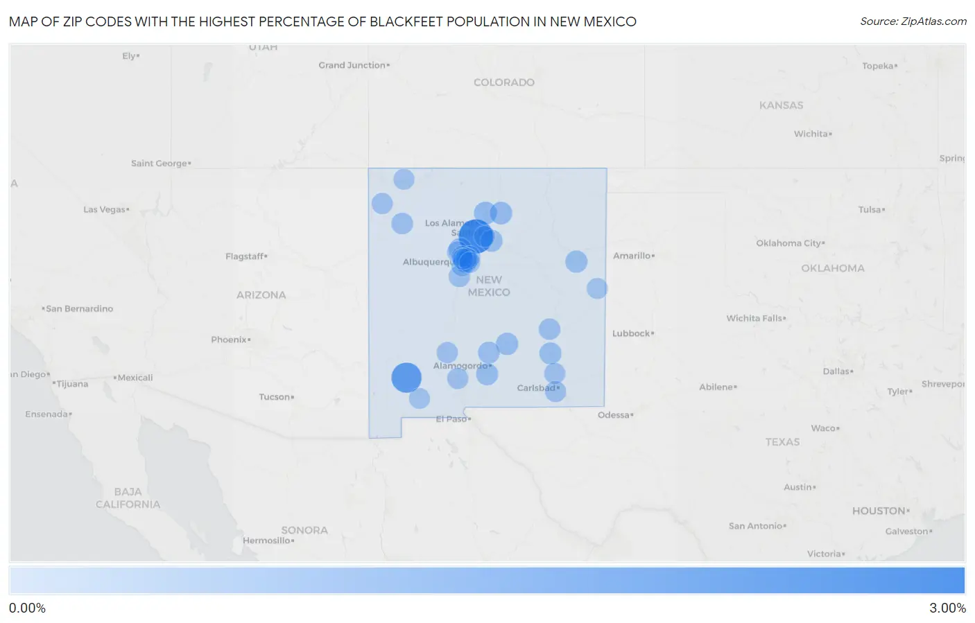 Zip Codes with the Highest Percentage of Blackfeet Population in New Mexico Map