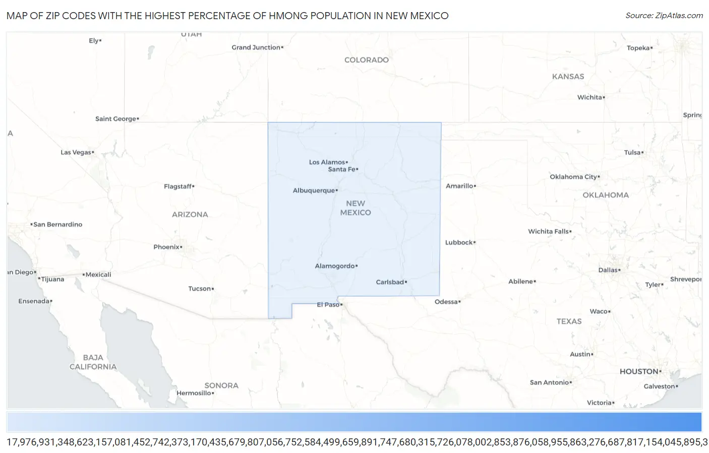 Zip Codes with the Highest Percentage of Hmong Population in New Mexico Map