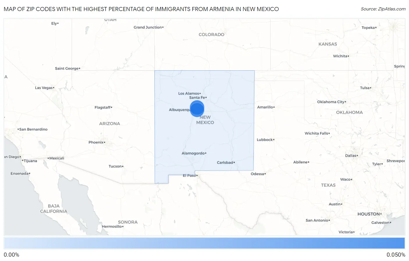 Zip Codes with the Highest Percentage of Immigrants from Armenia in New Mexico Map