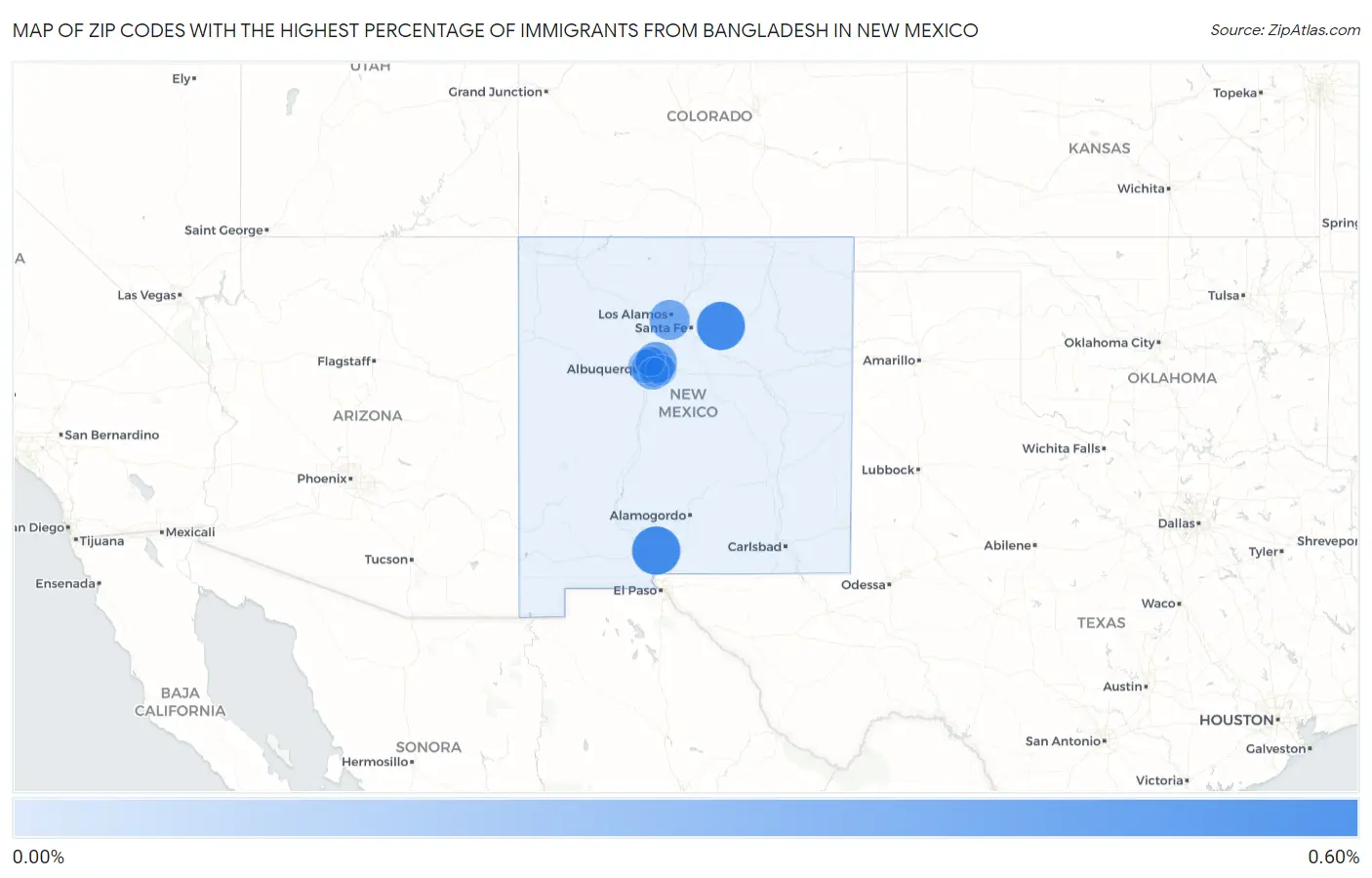 Zip Codes with the Highest Percentage of Immigrants from Bangladesh in New Mexico Map