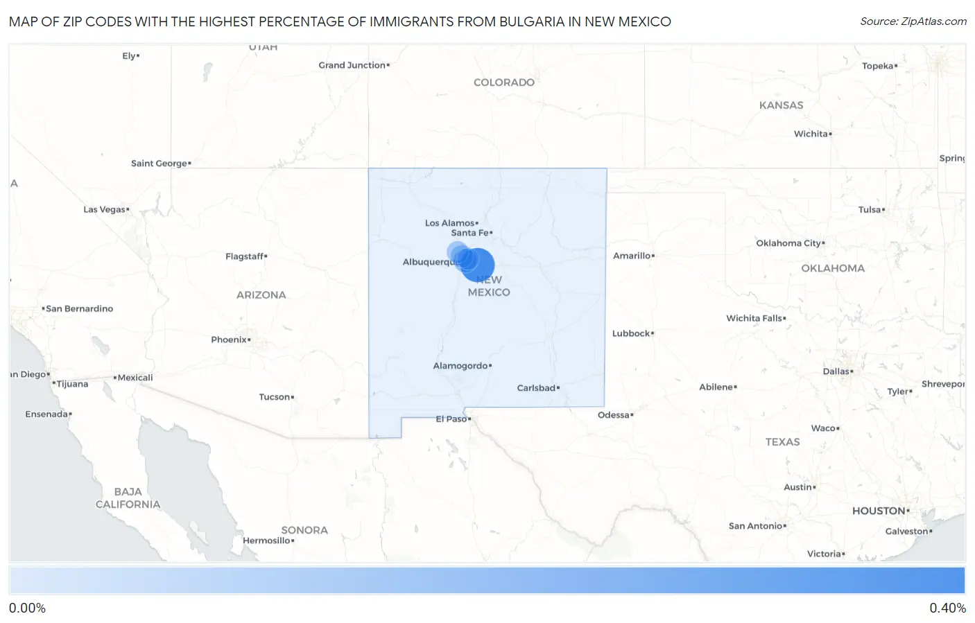 Zip Codes with the Highest Percentage of Immigrants from Bulgaria in New Mexico Map