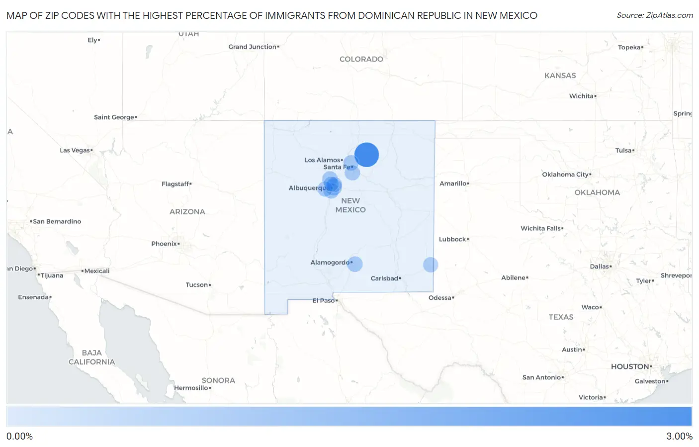 Zip Codes with the Highest Percentage of Immigrants from Dominican Republic in New Mexico Map